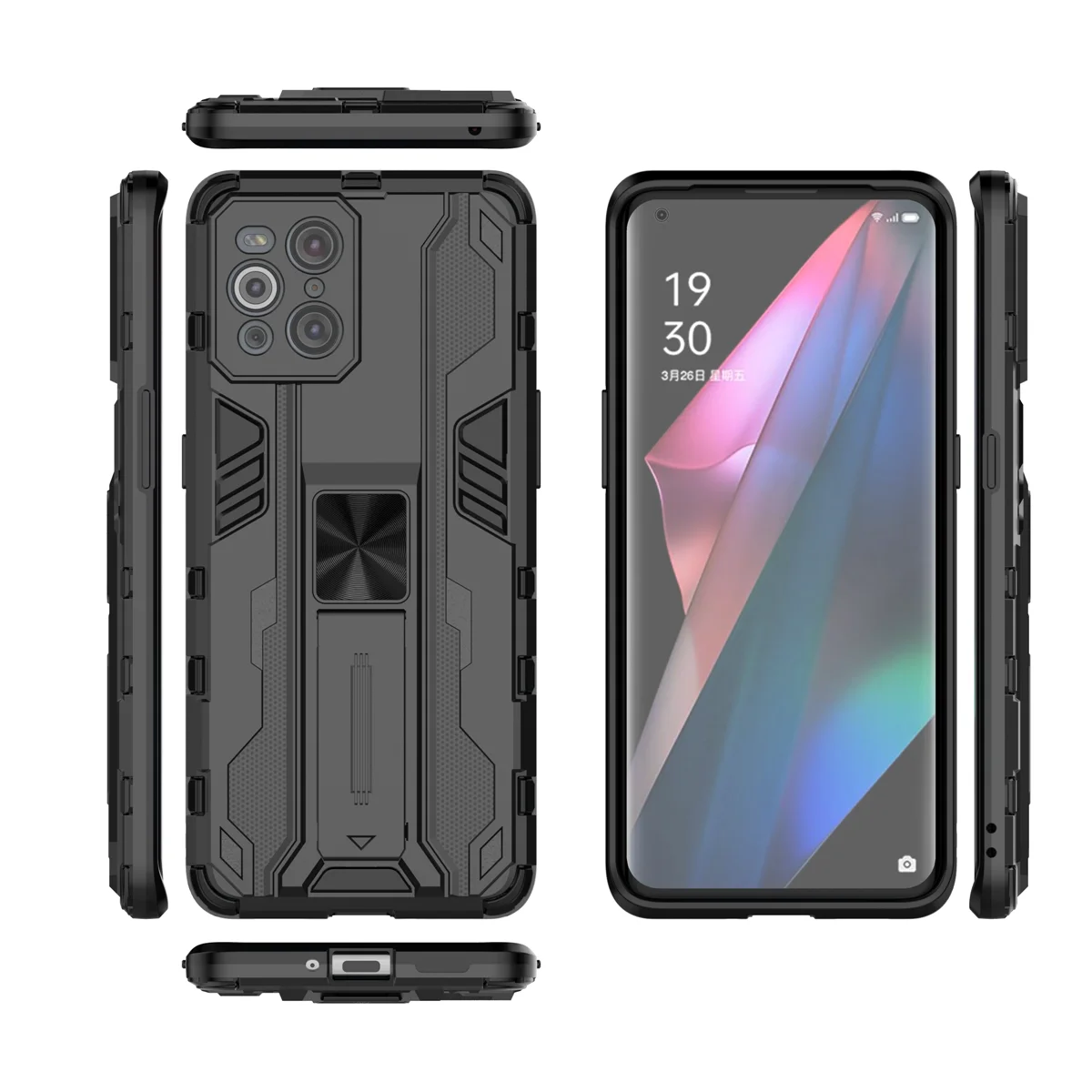 

Magnetic Kickstand TPU Bumper Armor Shockproof Case For OPPO Find X3 Pro Lens Protection Hard PC Stand Back Cover Coque Fundas