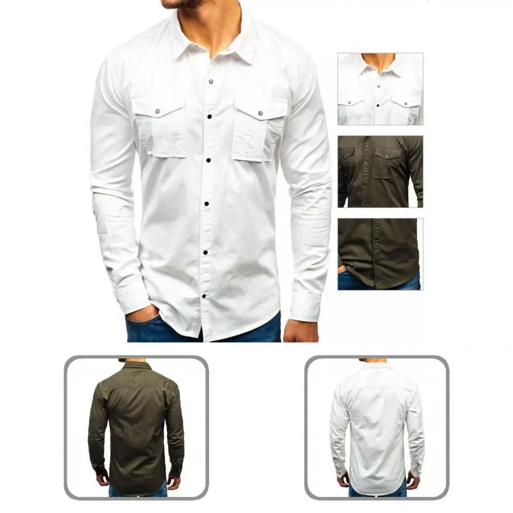 

Quick Dry Fabulous Casual Men Top Turn-down Collar Men Top Colorfast for Work