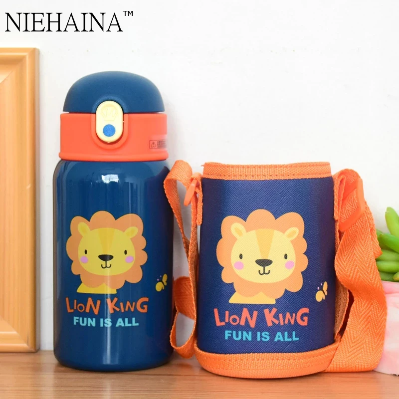 400 мл Детская кружка термос с соломой из нержавеющей стали в виде динозавра