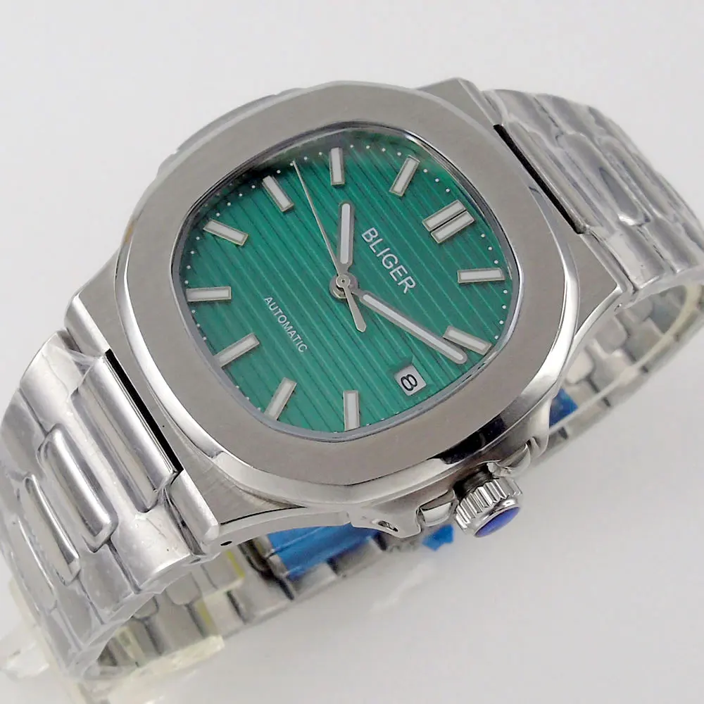 Автоматические Мужские часы BLIGER Dress Square NH35A PT5000 21 драгоценность MIYOTA 8215 бирюзовый