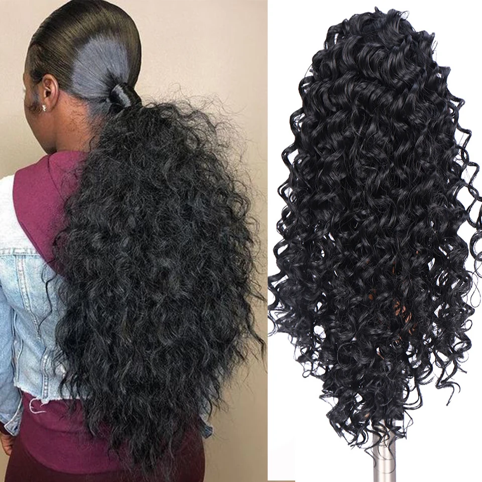 

Бразильские кудрявые вьющиеся волосы на шнурке для наращивания хвостиком, натуральные регулируемые волосы для хвостиков