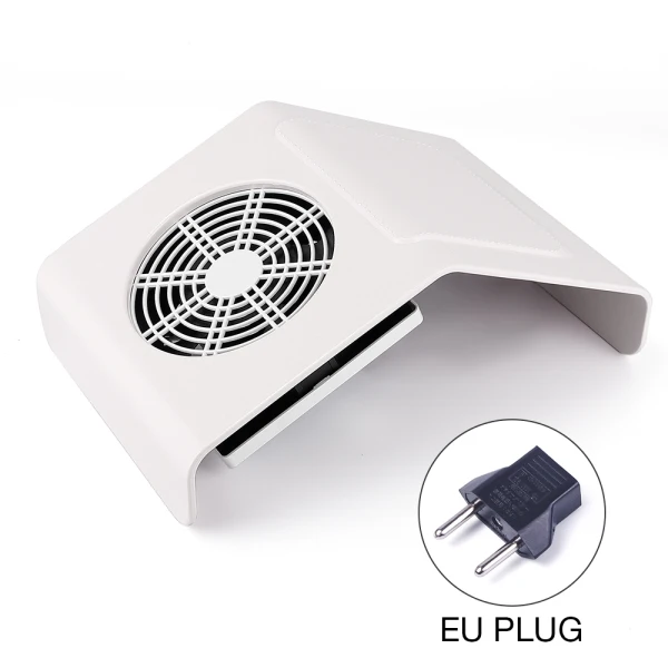 White EU Plug 40 Вт пылесборник для ногтей, вентилятор для всасывания ногтей, пылесос для ногтей, маникюрная машина с 2 мешками для сбора пыли, салонные инструменты - Цвет: White EU Plug