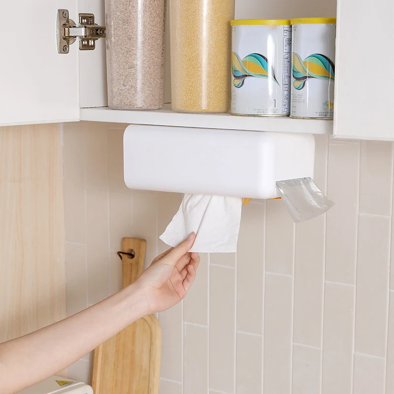 

Многофункциональная настенная Туалетная кухонная коробка для салфеток держатель для бумаги без перфорации сумка для продуктов Органайзер...