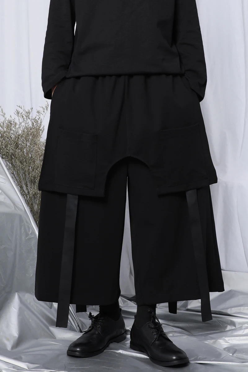 Новая мужская мода широкие брюки мужские укороченные японский тренд волосы