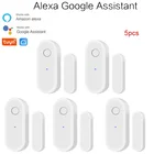 Смарт-детекторы открытиязакрытия двери Tuya, Wi-Fi, домашняя сигнализация, совместима с приложением Alexa Google Home Tuya Smartlife
