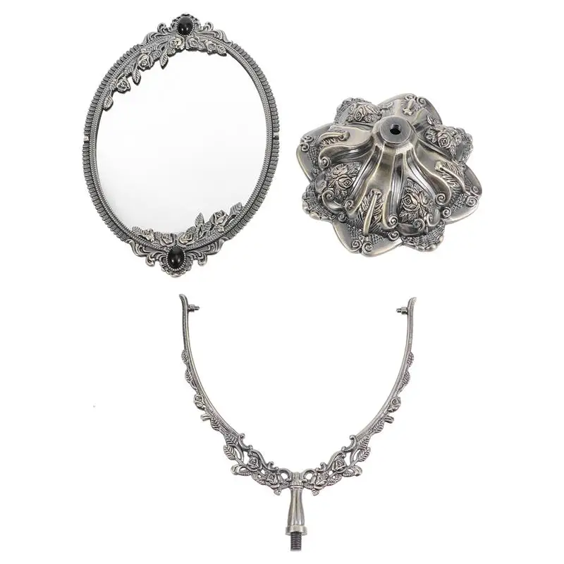 Зеркало для макияжа античное бронзовое настольное с подставкой металлическое 1