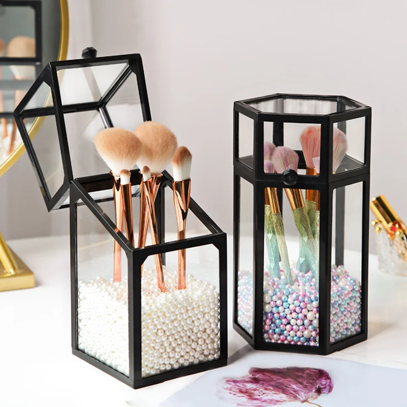 

Clear Acrylic Makeup Brush Organizer Cosmetic Brush Holder Box Makeup Organizer Pearls/ Box Separate Sale Only Buy Pearl No Box