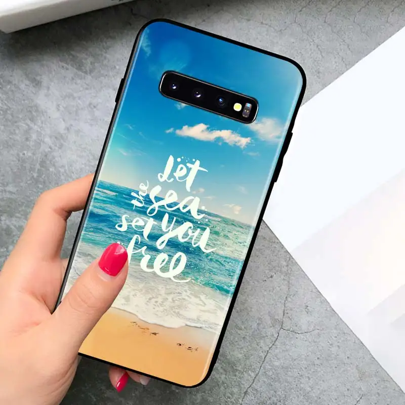 

Travel mountain sea beach for Samsung Galaxy S21 Ultra Plus Note 20 10 9 8 S10 S9 S8 S7 S6 Edge Plus Black Phone Case