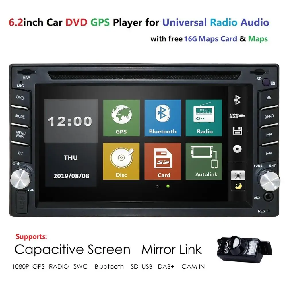 2din универсальный автомобильный Радио двойной 2 din Автомобильный dvd-плеер gps навигация в тире автомобиль ПК стерео ВИДЕО карта Автомобильная электроника CAM