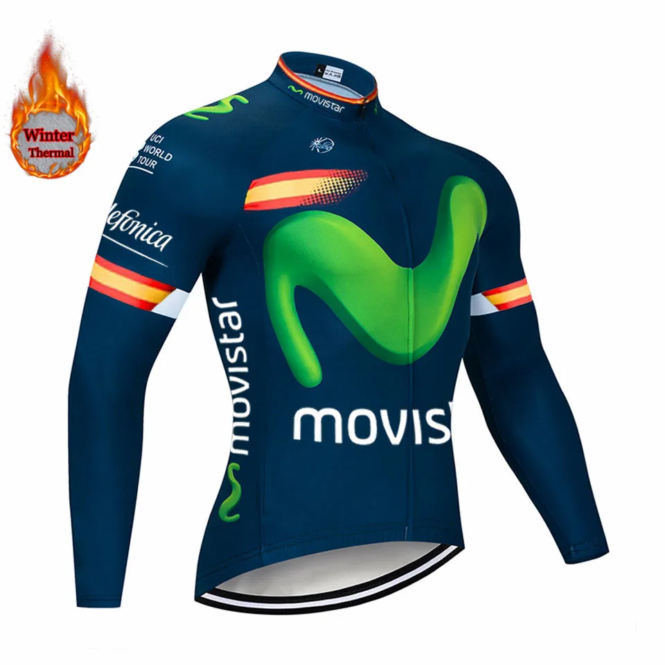 Movistar зимний Полярный комплект с длинными рукавами для велоспорта, Мужская одежда, одежда для велоспорта, одежда для велоспорта - Цвет: 7