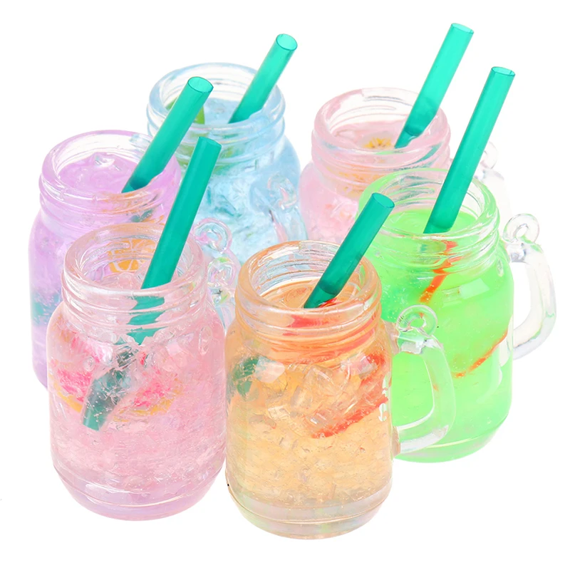 

1:12 Colorful Resin Mini Lemon Milk Tea Water Cup Miniature Dollhouse Accessories Cups Toy Dollhouse Decoration Gifts