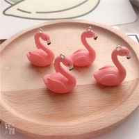 10pcspack flamingo resin charms craft plastic charms earring keychain diy jewelry making 25x35mm