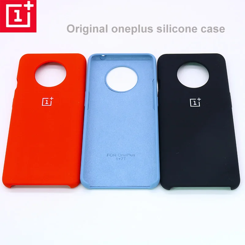 Оригинальный жидкий силиконовый чехол Oneplus 7T Мягкий защитный шелковистый