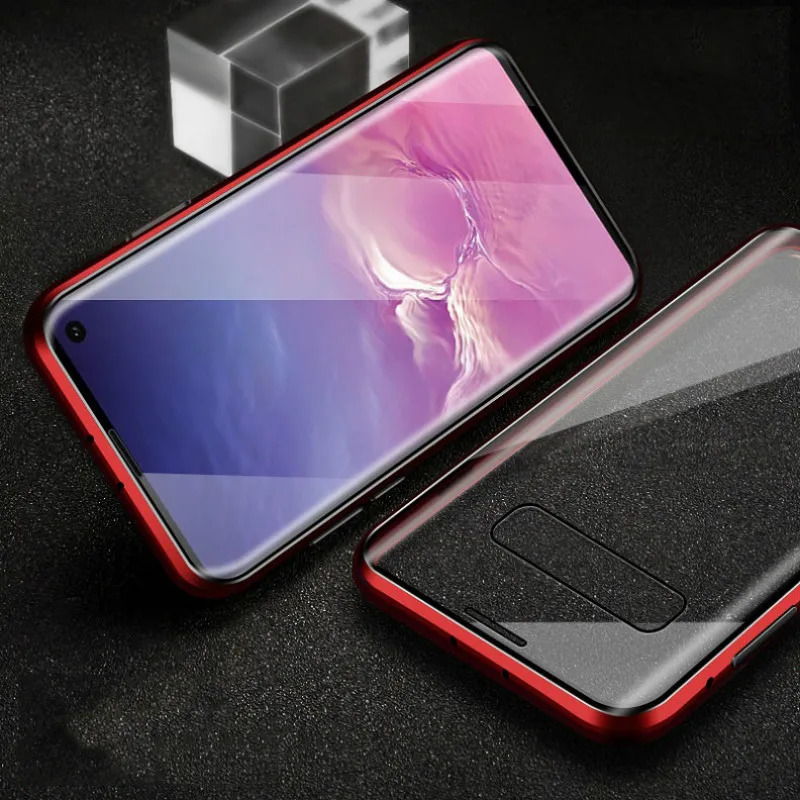 Металлический магнитный чехол для телефона samsung Galaxy S10 E S8 S9 Plus двусторонний стеклянный Магнитный чехол для Galaxy Note 9 8 10 Plus чехол s