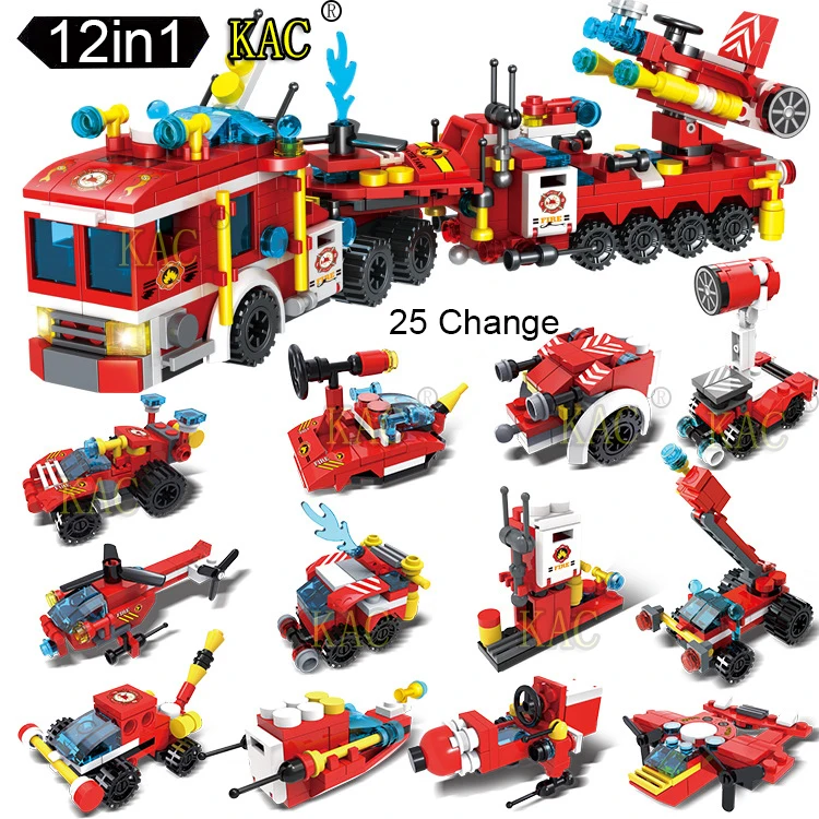 

Toy for children City series firefighters Build block Car block Toys for children toys for boys Transformed toy plane, car boat
