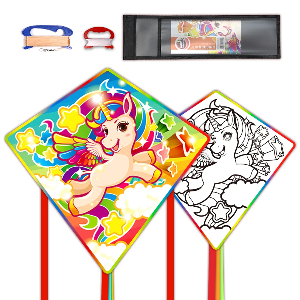 

Mint's Colorful Life Unicorn Kites for Kids Adults Easy to Fly, c/w an Extra Painting Kite to Decorate