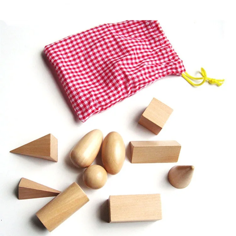 Деревянные Монтессори геометрические фигуры Твердые сборные блоки Набор