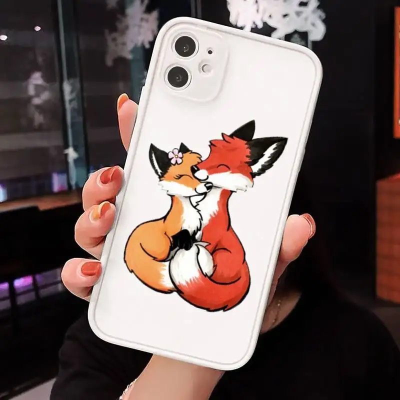 

Anime funny foxs lovely cute Phone Case Matte Transparent for iPhone 7 8 11 12 s mini pro X XS XR MAX Plus cover funda
