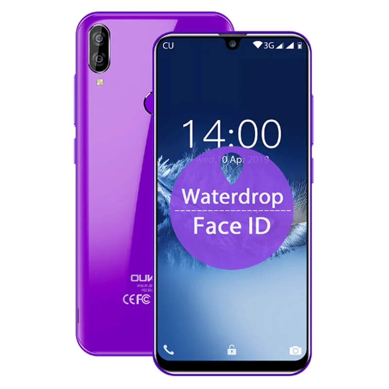 Смартфон OUKITEL C16 5,71 ''19:9 2GB 16GB Android 9,0 MT6580P экран капли воды 5 V/1A 2600mAh отпечаток пальца лица ID мобильный телефон - Цвет: Purple