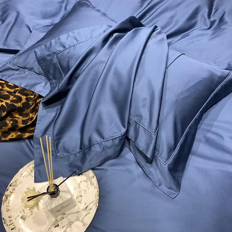 

100S luxury Egyptian cotton bedding set Solid color Silky quilt cover soft duvet cover flat bed sheet pillowcases