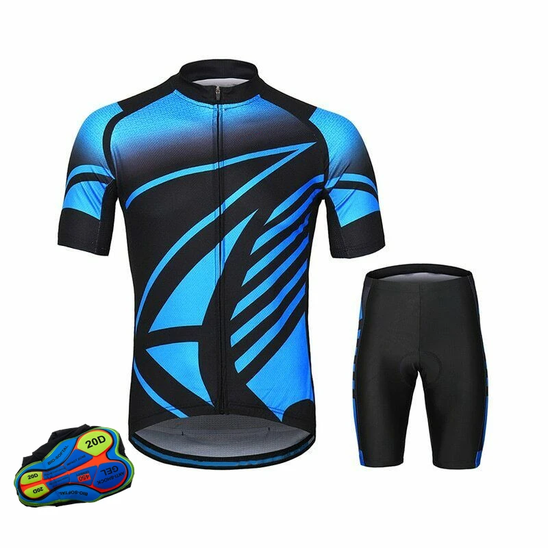 

Summer Full Zipper Cycling Set Men Short Sleeve Jersey Bike Mountain MTB Road Cycling Quick Dry Breathable Back Pocket Sports