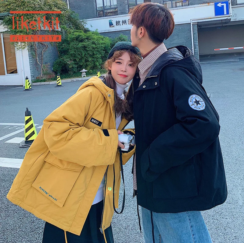 Liketkit мужские зимние парки 2019 плотные куртки с капюшоном карманами для пар