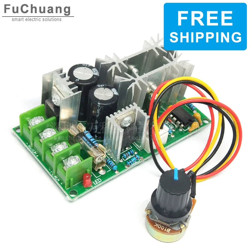 

Free shipping 20A DC motor speed regulator 12V 24V 36V 48V PWM controller high power drive module