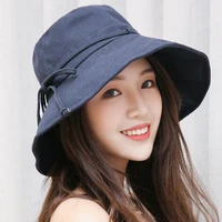 women j pure color cotton linen bucket hats summer all matching outdoor foldable sun protection big brim sun hat bucket hat