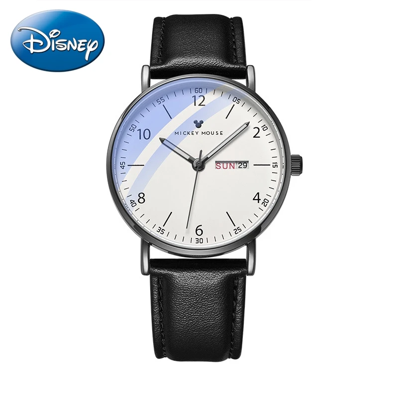 Genuine Disney Teen Watch Calendar Clocks Young Men Business Quartz Hour Boy Leather Wristwatch Stainless Steel Time Youth Gifts