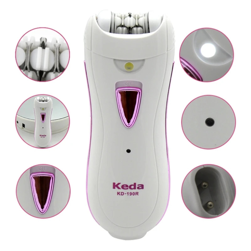 

Portable Women Epilator Electric Epilator with LED light USB Rechargeable Mini Hair Removal Wet/Dry Use for Legs Arms