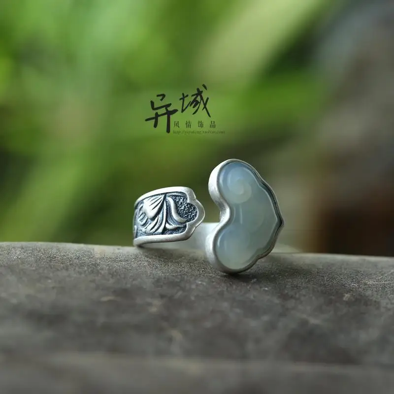 

[Ruyi.] Винтажное кольцо с замком из тайского серебра, ручной работы