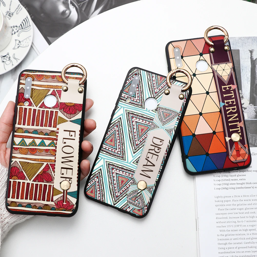 Мягкий чехол из ТПУ с ремешком на запястье для Huawei Honor View 10 20 10i 20i 9 Lite 8A 7A 9X Pro 8X 6A Y9