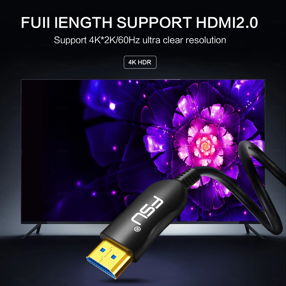 FSU HDMI 2 0 кабель 4K 60Hz волоконно оптический HDCP2.2 для HDTV Box проектор PS4 Кабель 10m 20m 30m