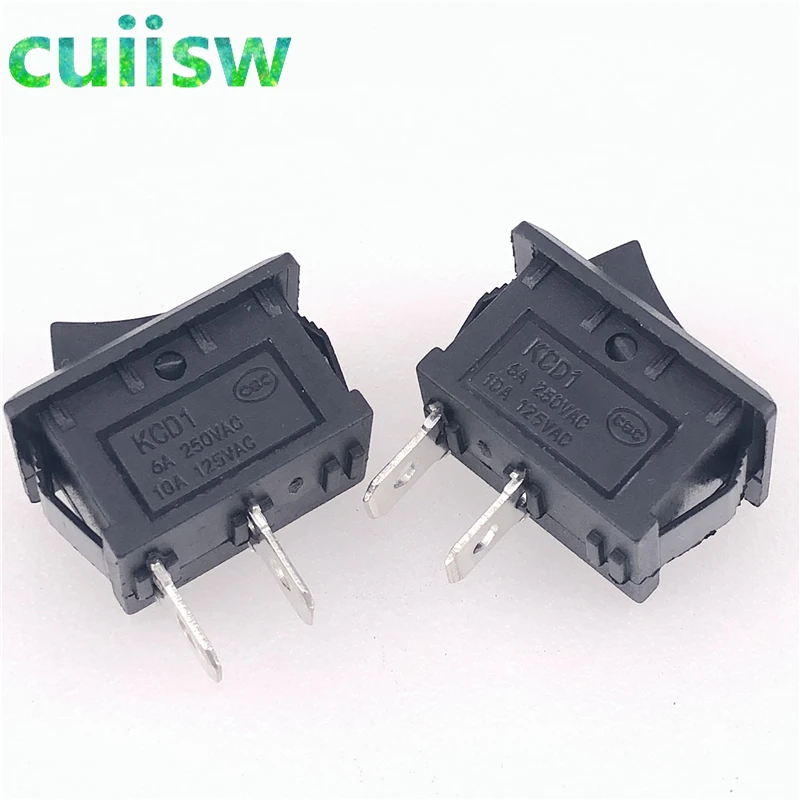 5pcs/lot Rocker switch 15 *21mm black 2-pin AC 250V 6A Black Plastic Connectors | Integrated Circuits