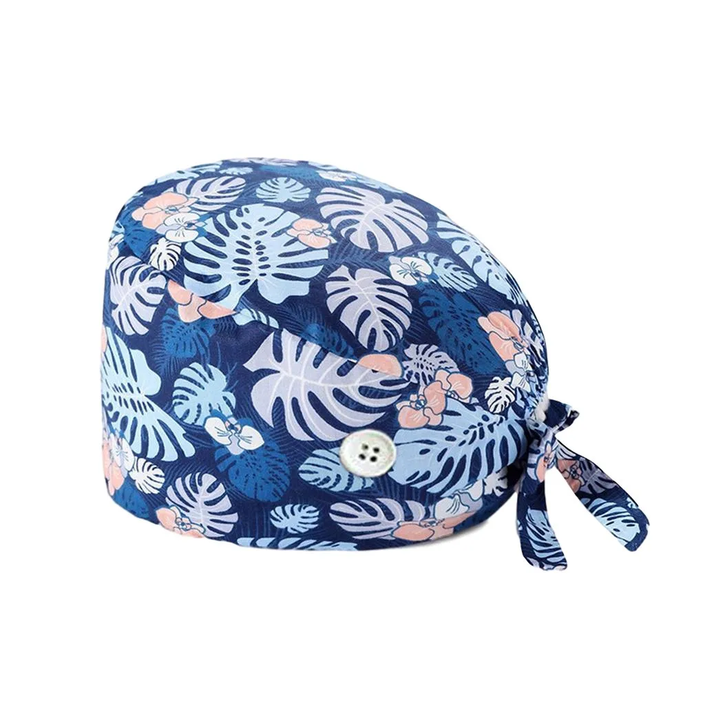 

HOT Nurse cap adjustable printing cotton operating room buckle cap nurse cap beautician dust-proof gourd cap mondkapjes 50*