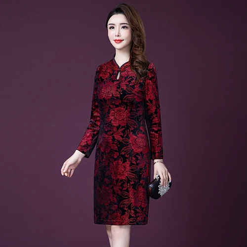 2021 Autumn New Chinese Wind Big Code Xxxxl Middle Aged Old Mothers Cheongsam Wearing Wedding Banquet Temperament Female Dresses | Женская