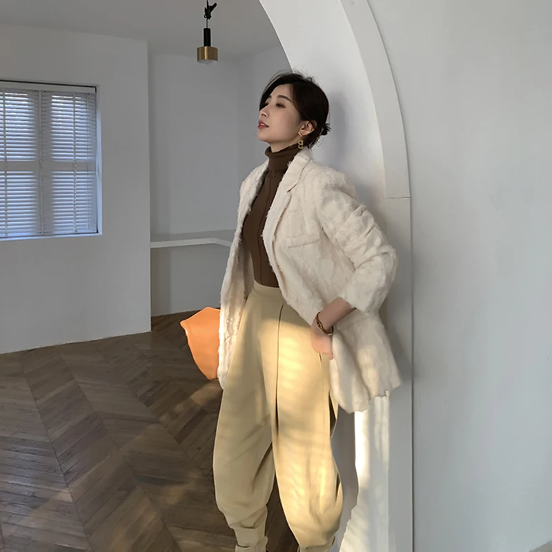 

[EAM] Women Big Size Vintage Woolen Blazer New Lapel Long Sleeve Loose Fit Jacket Fashion Tide Autumn Winter 2021 1DD2961