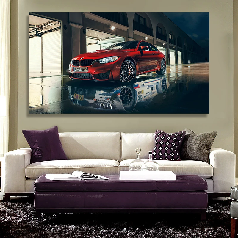 

Canvas Wall Art BMW M4 Black Sports Car Painting Living Room Modular Picture Bedroom Modern Poster Home Decor