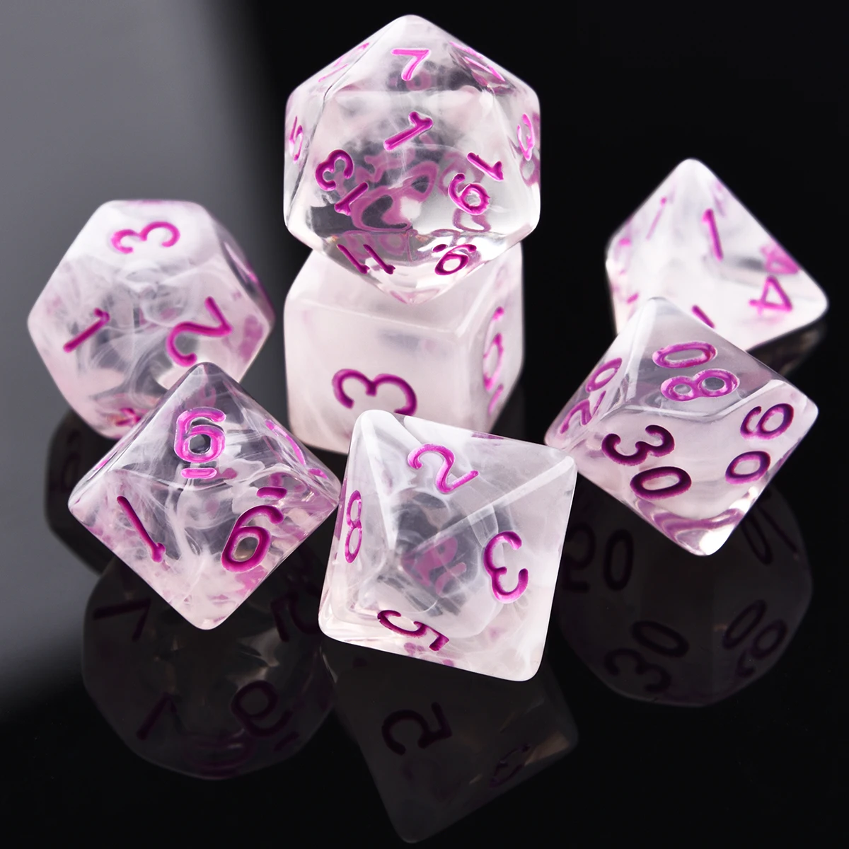 Полупрозрачные игральные кости DND Polyhedral 7-Die полный набор D4 D6 D8 D10 D % D12 D20 для TRPG |