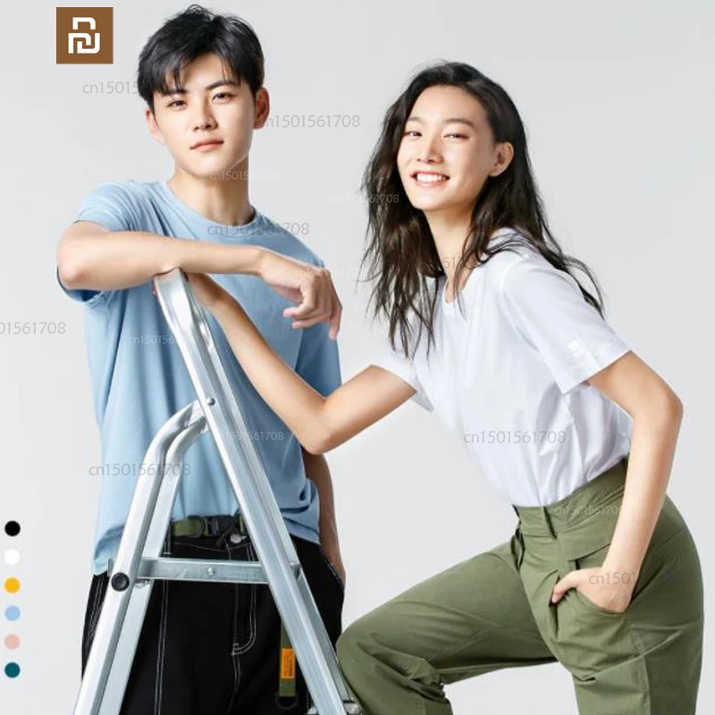 

Мужская футболка с коротким рукавом xiaomi mijia, летняя однотонная Повседневная футболка с коротким рукавом, 5 цветов