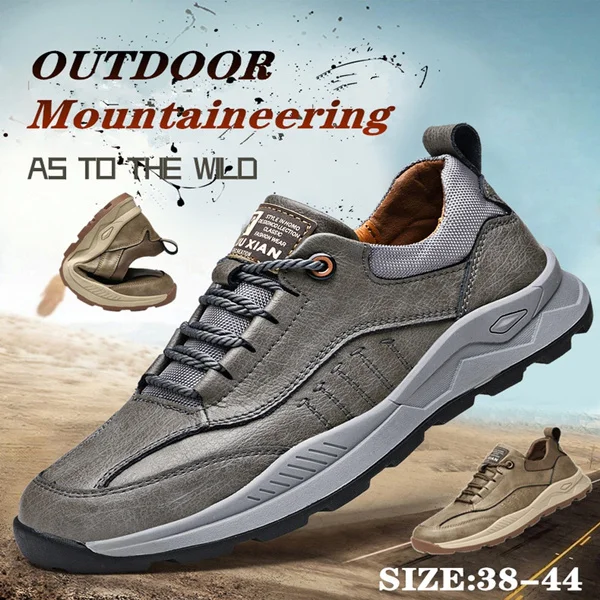 

Мужские модные Прошитые кожаные туфли ручной работы в стиле ретро, водонепроницаемая походная обувь, легкие Нескользящие уличные повседне...