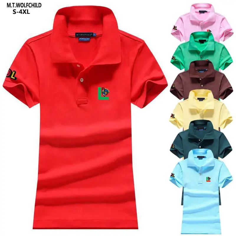 Летняя мода новый дизайн женские рубашки поло 100% хлопок высокое качество с