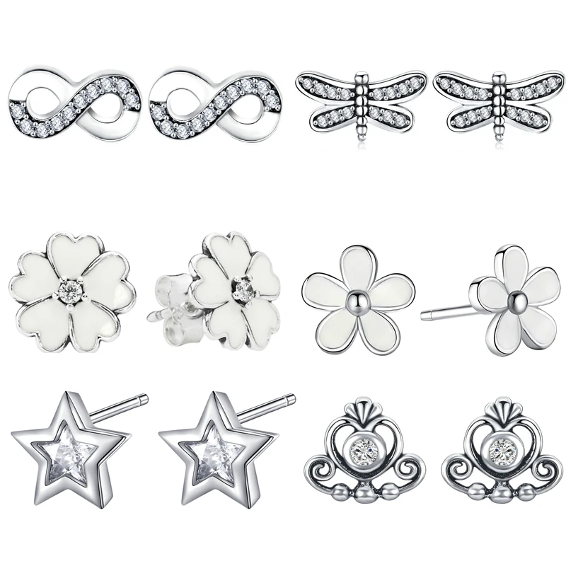 

Cuteeco Hotselling Silver Plated Women Earrings Mickey Shape Crystal Stud Earrings Sparkling Minnie Fashion Women Party Jewelry