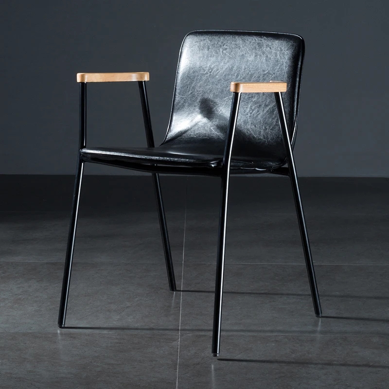 Нордический железный стул Лофт домашний кожаный обеденный в промышленном стиле