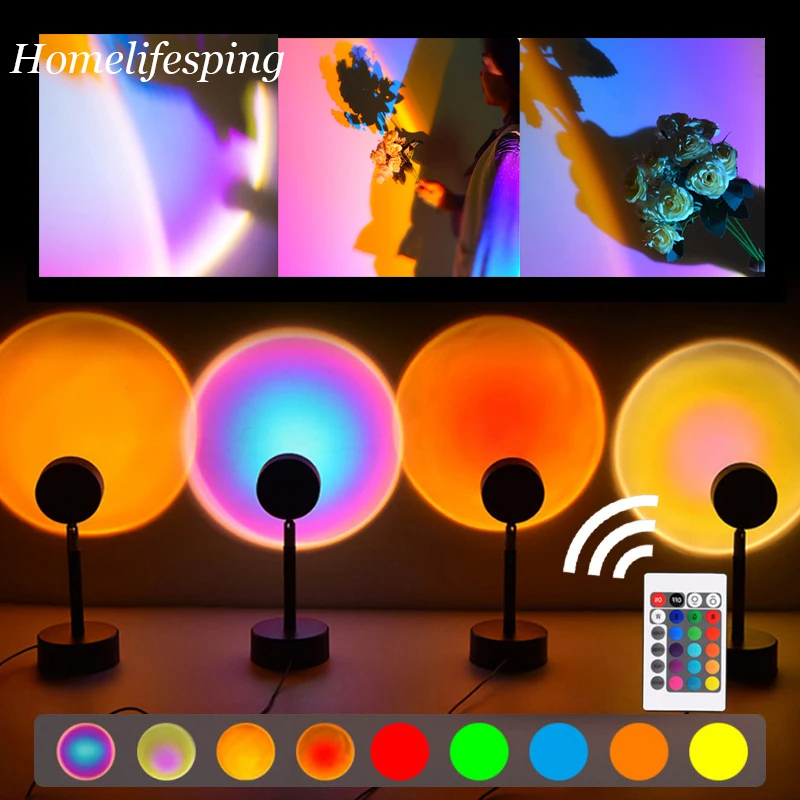 

Светодиодная лампа с проекцией заката, ночник для дома, спальни, настенное украшение, цветной светильник, проектор, 16 цветов на выбор