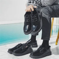 leather shoes mens korean version of the trend of mens shoes black youth big toe boots mens casual small leather shoes