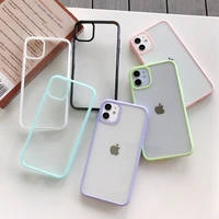transparent frame phone case for iphone 13 12 11 pro max x xr xs max 7 8 plus se 2020 candy color soft bumper protective cover