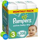 Подгузники Pampers Active Baby-Dry 610 кг, размер 3, 208шт.
