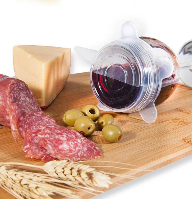 6 шт./компл. многоразовый силикон крышки; для пищевых продуктов закуски из силикона para alimentos крышки для емкость блюдо Кухня аксессуары