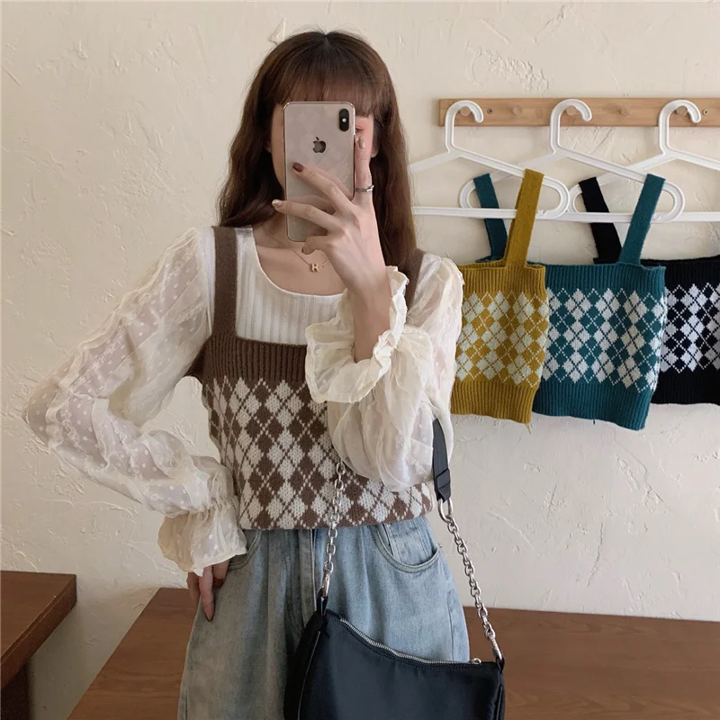 Шикарный осенний костюм из двух предметов новинка 2021 женский жилет кружевная